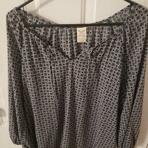 FADED Glory Black and White Sheer Blouse